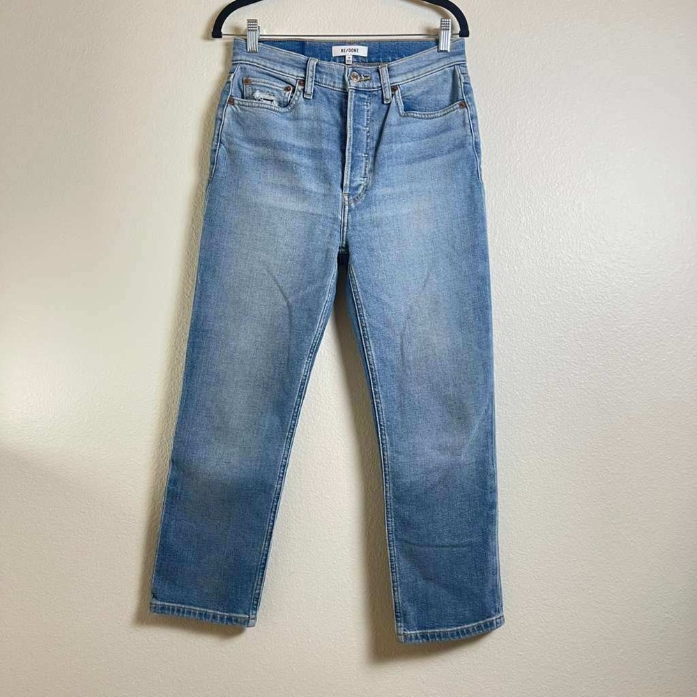 RE/DONE Womens High Rise Ankle Crop Straight Leg Jeans Buttonfly Generic Size 28